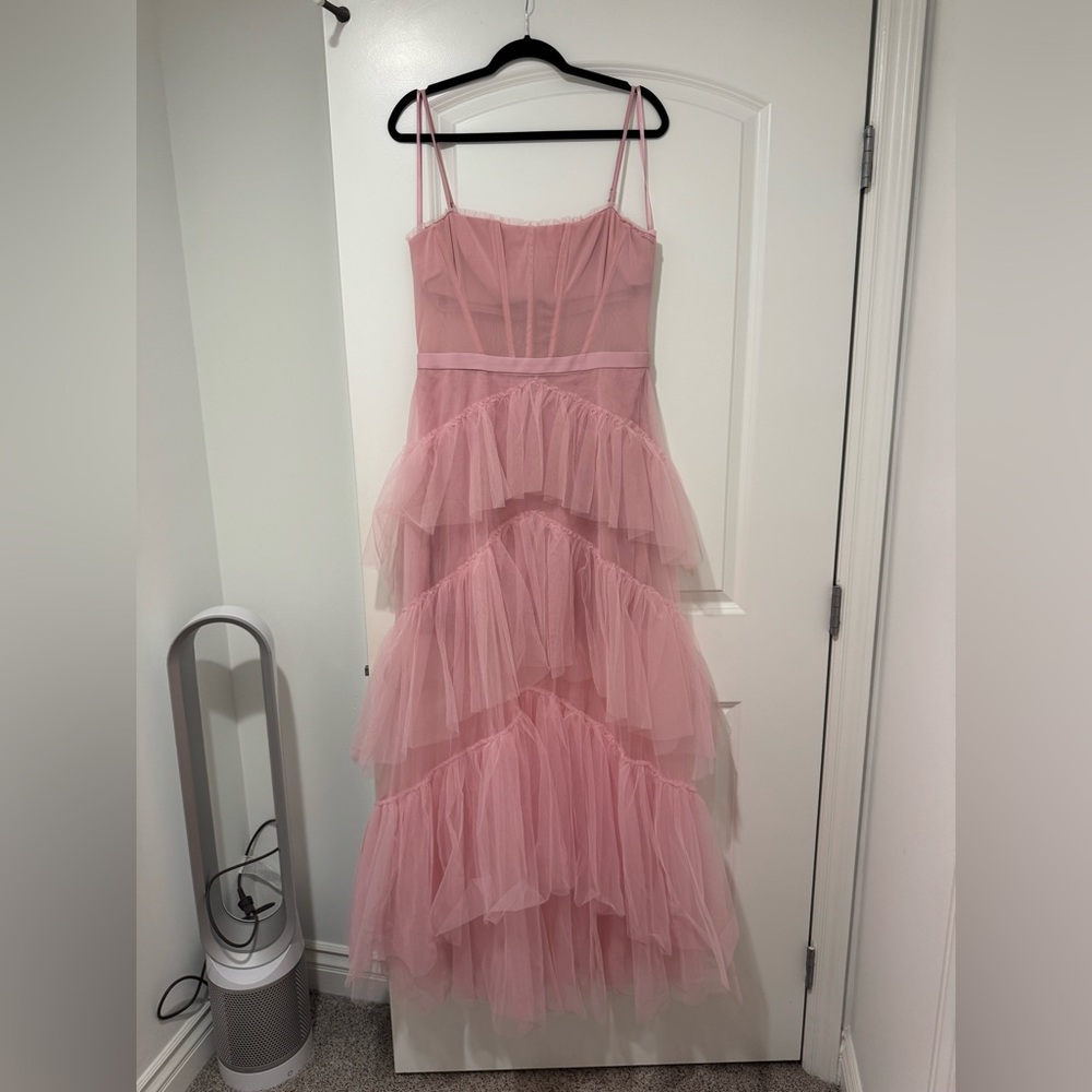 BCBGMAXAZRIA Corset Tulle Gown in Pink Tint - Picture 4 of 11